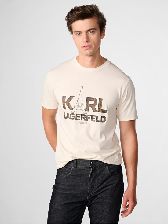 Karl Lagerfeld Other - Karl Lagerfeld Paris Cotton Eiffel Tower Karl Logo Graphic Tee Offwhite Mens XL